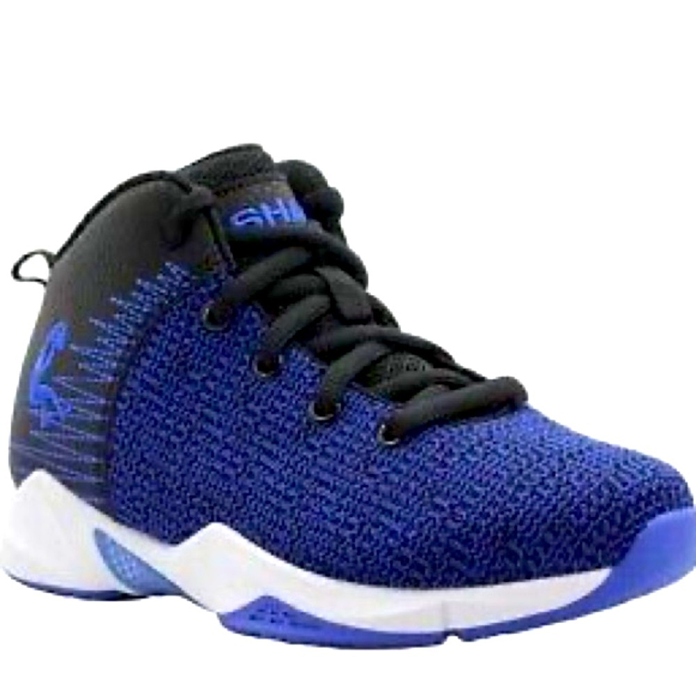 Shaq size 4 breathable mesh sneakers tennies shoes blue black white hi tops EUC